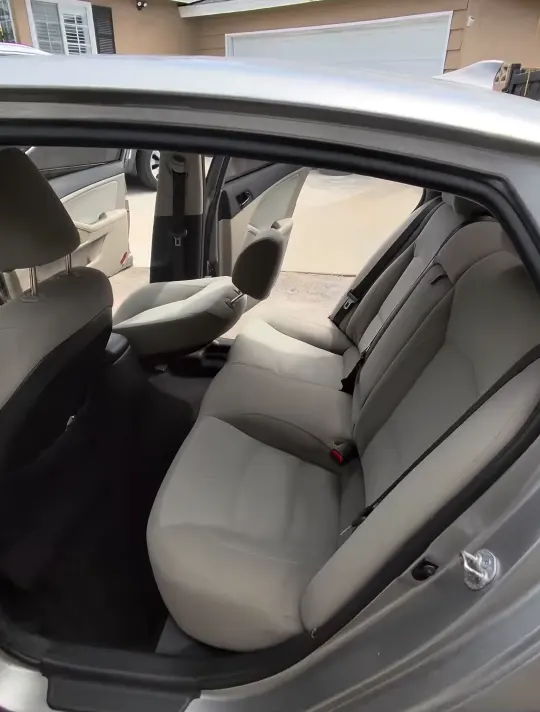 Rear seat of a sedan after the interior reset